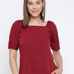 Mayra Maroon Puff Sleeve Regular Top-picture-30