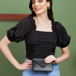 Globus Black Self Design Party Top-image-30