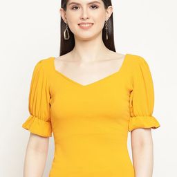 BAESD Sweetheart Neck Puff Sleeve Ribbed Top-image-25