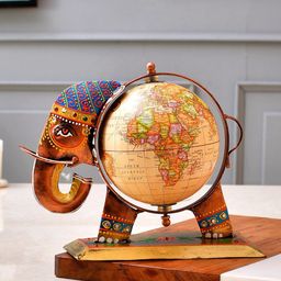 CraftVatika Blue Figurine Metal Elephant Table Top Showpiece-21