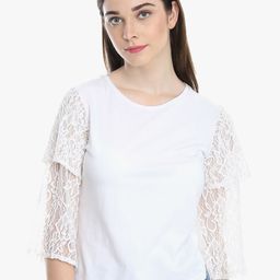 DODO & MOA Round Neck Lace Top-image-54