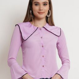DODO & MOA Pink Crepe Styled Back Top-image-55