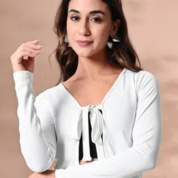 IUGA Tie-Up Neck PU Coated Crop Top-image-24