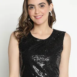 DRAAX Fashions Embellished Sequined Party Crop Top-image-78