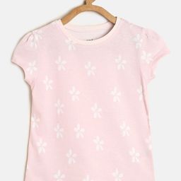 MINI KLUB Girls Pink & White Floral Printed Regular Top-image-75