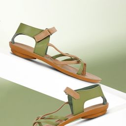 Paragon Colourblocked Open Toe Flats With Backstrap image 1