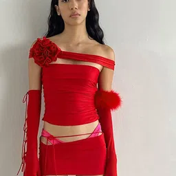 LULU & SKY Off-Shoulder Gathered Crop Tube Top-picture-22
