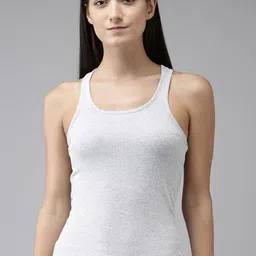 Van Heusen Women Light Grey Melange Solid Antibacterial Colour Fresh Tank Top-image-28