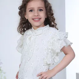 Peppermint Girls Short Sleeves Round Neck Self Design Top-picture-26