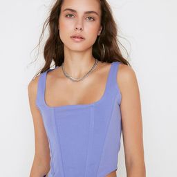 Trendyol Lavender Square Neck Crop Top-image-0