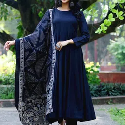 Anni Designer Round Neck Anarkali Kurta With Trouser & Dupatta-image-75