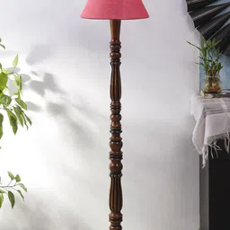 Devansh Pink Textured Jute & Wooden Floor Lamp-49