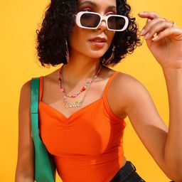 Popwings Orange Rip Sweetheart Neck Crop Top-image-7