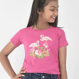 Crimsoune Club Girls Ruched Floral Printed Pure Cotton Crop Top-picture-52