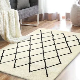 Saral Home Off-White & Black Geometric Printed Cotton Rectangular Carpet-9