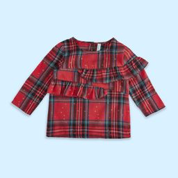 Pantaloons Baby Girls Red & Black Checked Top-image-65
