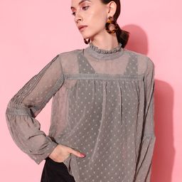 STREET 9 Grey Self-Design Top-image-72