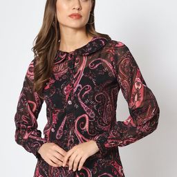 CHARMGAL Floral Printed Peterpan Collar Shirt Style Chiffon Top-image-95