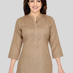 Saree Swarg Checked Mandarin Collar Kurti-picture-0