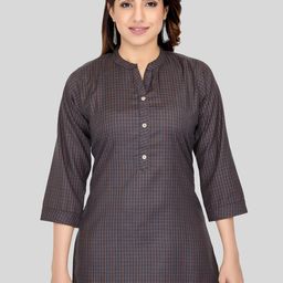 Saree Swarg Checked Mandarin Collar Kurti-picture-52