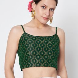 studio rasa Women Ethnic Motifs Printed Shoulder Straps Fitted Crop Top-59