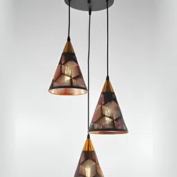 Areezo Black & Brown 3 Pieces Triangle Shaped Ceiling Lamp-picture-57