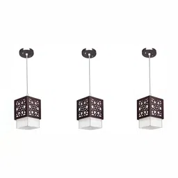 Areezo Brown & White 3 Pcs Textured Rectangle Ceiling Lamp-6
