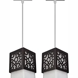 Areezo Brown & White 2 Pcs Textured Rectangle Ceiling Lamp-16