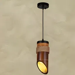 Areezo Brown & Black Wooden Abstract Shaped Ceiling Lamp-19