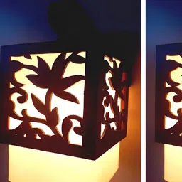Areezo Brown & White 3Pcs Textured Wooden Square Shaped Ceiling Lamp-20