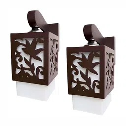 Areezo Brown 2 Pieces Square Textured Wooden Wall Lamps-image-28