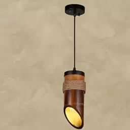 Areezo Brown Cylinder Wooden Ceiling Lamp-image-99
