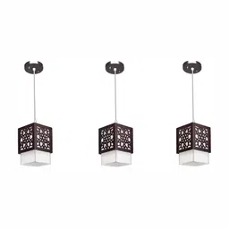 Areezo Brown & White 3 Pcs Textured Rectangle Ceiling Lamp-5