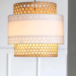 akway Beige Wooden Textured Ceiling Lamp-image-98