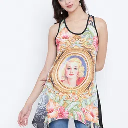 Camey Printed Longline A-line Net Top-image-86