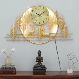 home decor international Handmade Gold Metal Deer Wall Hanging Clock-picture-35