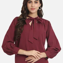 BAESD Tie-Up Neck Puff Sleeves Gathered Detailed Top-picture-28