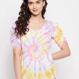 Ruhaans Tie & Dye V-Neck Puff Sleeves Regular Top-picture-20