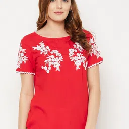Ruhaans Floral Embroidered Regular Top-image-57
