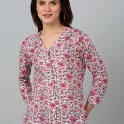 Cantabil Floral Printed V-Neck Top-picture-4
