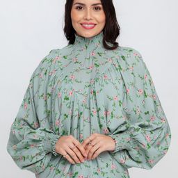 Zink London Green Floral Print Top-image-65