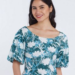 Zink London Women Green Floral Print Top-image-50