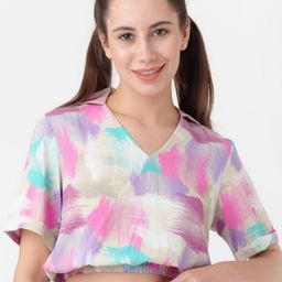 Zink London Abstract Print V-Neck Crop Top-picture-43