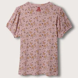 Blue Giraffe Girls Floral Printed Puff Sleeves Top-picture-28