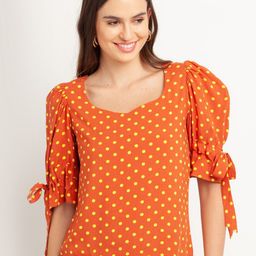 Zink London Orange & White Polka Dots Printed Print Top-picture-27