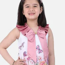 One Friday Cream-Coloured Floral Print Pure Cotton Ruffles Top-picture-3