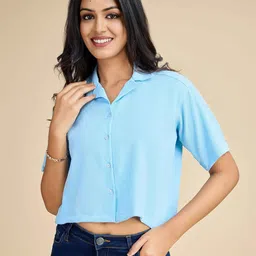 choiceit Crepe Shirt Style Crop Top-picture-58