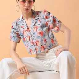 SHOWOFF Women Lapel Collar Cotton Top-image-83