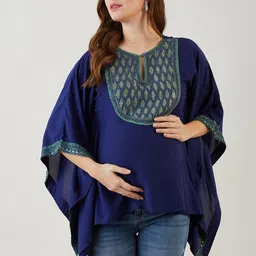 The Kaftan Company Embroidered Keyhole Neck Kaftan Maternity Top-image-44