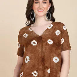 Maaesa Tie and Dyed V-neck Top-image-80
